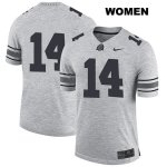Women's NCAA Ohio State Buckeyes K.J. Hill #14 College Stitched No Name Authentic Nike Gray Football Jersey LS20X17VH